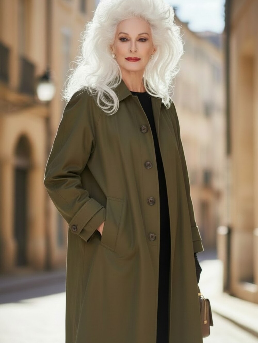 Vintage Yves Saint Laurent Olive Green Single-Breasted Trench Coat
